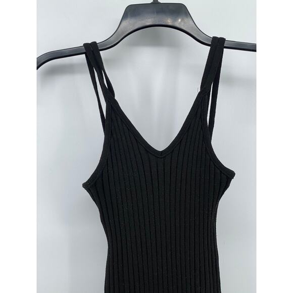 LOVE REPUBLIC Women’s Black Double Strap Ribbed V-Neck Knee Length Dress SZ S - Picture 3 of 9